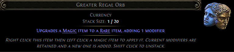 MMOJUGG Path of Exile 2 Greater Regal Orb *60 Details View of Item Function and Use